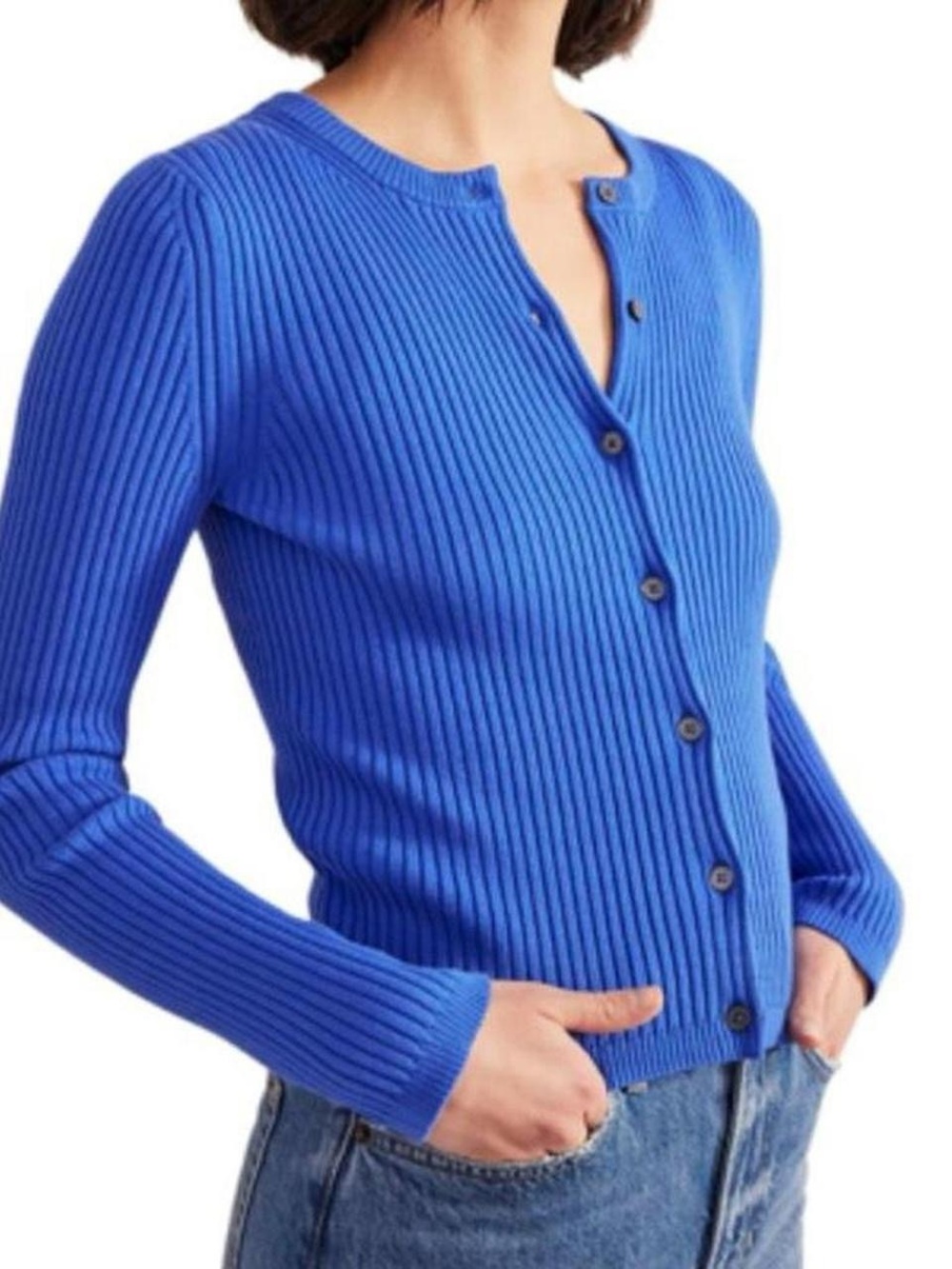 Boden NWOT blue ribbed button up cardigan 100% cotton small size